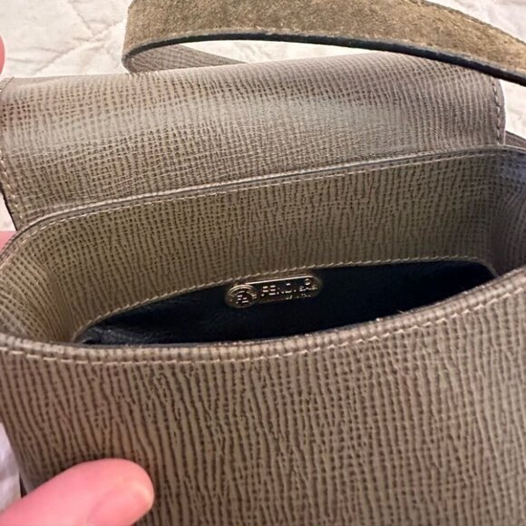 Fendi Green Leather and Suede Crossbody Bag - Picture 4 of 16